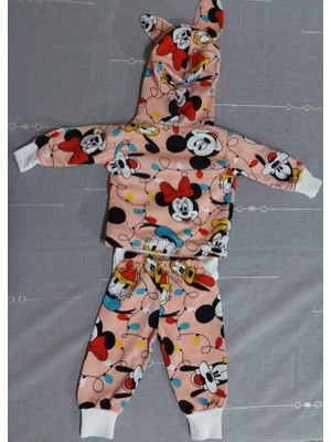 Neat Kids Kız Bebek Çocuk Mickey Minnie Mouse Donald Duck Goofy Çıtçıtlı Hırka Zıbın Eşofman Takımı 3 Parça