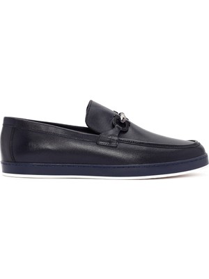 Derimod Erkek Lacivert Deri Casual Loafer