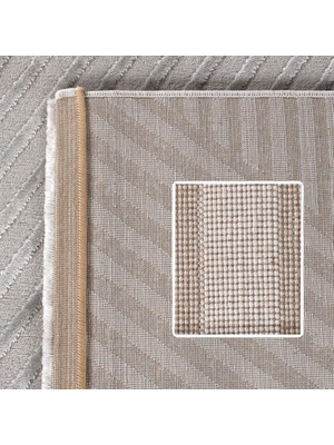 Carpettex Halı Yumuşak Kabartmalı Zigzag Desenli Iskandinav Bohem Tarzı Halı Gümüş Grisi Tonlarında