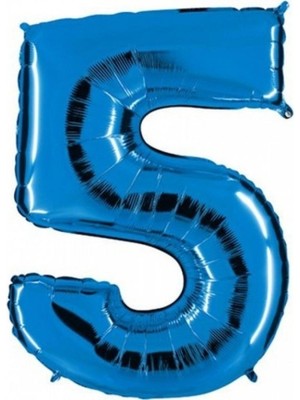 Kidspartim 5 Rakam Mavi Folyo Balon 40 Inç 100 cm
