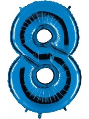 Kidspartim 8 Rakam Mavi Folyo Balon 40 Inç 100 cm
