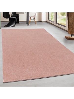 Carpettex Yumuşak Yumuşak Kısa Havlı Modern Halı Düz Gül Kurusu Renkli Halı