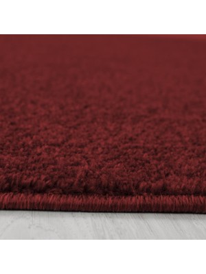 Carpettex Yuvarlak Yumuşak Kısa Havlı Modern Halı Düz Krem Kırmızı Halı