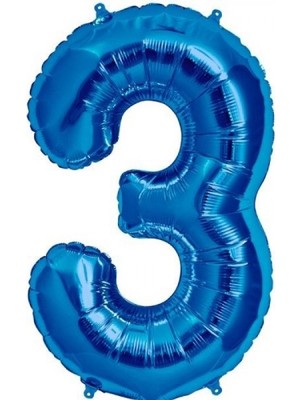 Kidspartim 3 Rakam Mavi Folyo Balon 40 Inç 100 cm