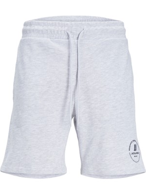 Jack & Jones Comfort Fit Beyaz Melanj Erkek Sweat Şort Jpstswıft Sweat Shorts Sn Aut