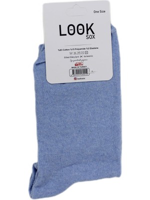 Look Socks Atkılı Ayıcık Karakter Desenli Mavi Kolej Çorap