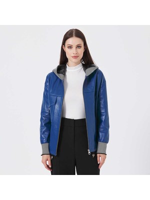 Tergan Mavi Deri-Tekstil Kadın Deri Mont - K23KDM320390-R5X