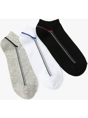 Koton Çizgili Patik Çorap Seti 3’lü Çok Renkli Pamuk Karışımlı