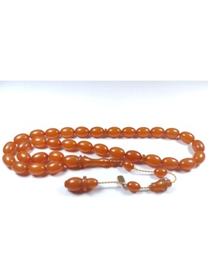 İskeçe Tesbih Ayhan Turan Usta Eseri Kuru Torna Çift Cilalı Sıkma Kehribar Sertifikalı 4464