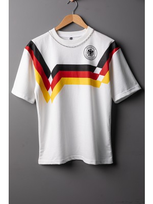 Wolters Outdoors Çocuk  Erkek Deutschland Retro 1990 Oversize Baskılı Pamuklu Bisiklet Yaka Kısa Kollu T-Shirt