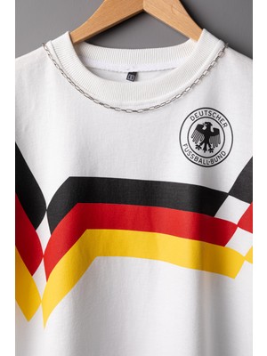 Wolters Outdoors Çocuk  Erkek Deutschland Retro 1990 Oversize Baskılı Pamuklu Bisiklet Yaka Kısa Kollu T-Shirt