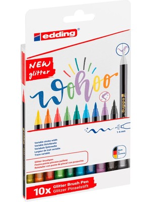 Edding Simli Fırça Uçlu Kalem Seti 10 Renk 1-6 mm Vuruş Genişliği ile Yaratıcı Projeler İçin