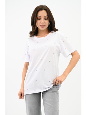 Koza Kadın Taş Işleme Detaylı T-Shirt 1750-24