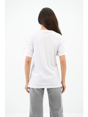 Koza Kadın Taş Işleme Detaylı T-Shirt 1750-24