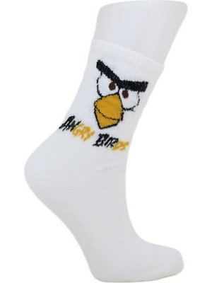 Look Socks Angry Birds Karakter Desenli Beyaz Kolej Çorap