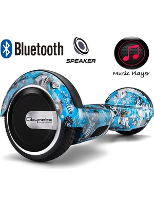 Citymate Elektrikli Kaykay Citymate Hoverboard Bluetooth Hoparlörlü 6.5 Inch Akıllı Dengeli - Grafiti Desenli