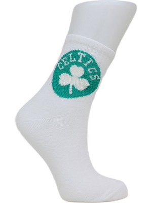 Look Socks Celtics Desenli Beyaz Kolej Çorap 3 Çift