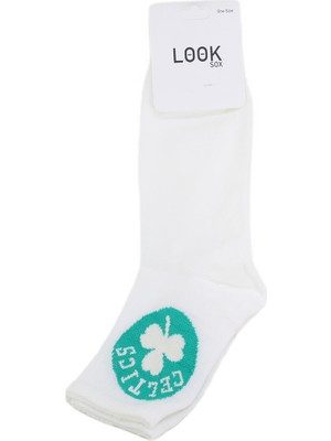 Look Socks Celtics Desenli Beyaz Kolej Çorap 3 Çift