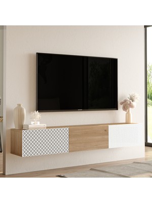 Robin Home Camelia Tv Ünitesi Uv Baskı 180CM Sepet-Beyaz