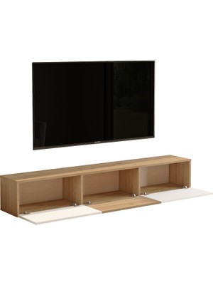 Robin Home Camelia Tv Ünitesi Uv Baskı 180CM Sepet-Beyaz