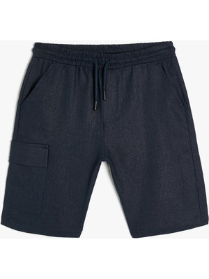 Koton Keten Şort Beli Bağlamalı Cep Detaylı