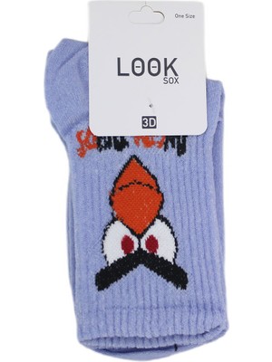 Look Socks Angry Birds Karakter Desenli Mor Kolej Çorap