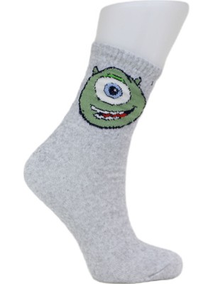 Look Socks Yeşil Uzaylı Canavar Göz Karakter Desenli Kolej Çorap 3 Çift