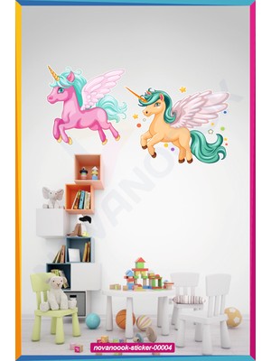 Nova Noook Çocuk Anaokulu Kreş Unicorn Tek Boynuzlu Atlar Sticker Etiket (STİCKER-00004)