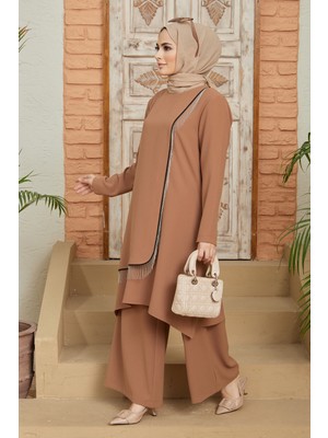 Vavinor Zincirli Tunik Pantolon Takım - Camel