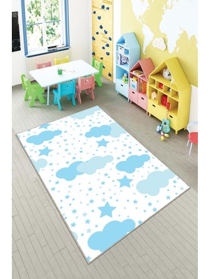 Pelangi Ekonomik Desenli Renkli Dijital Baskı Yıkanabilir Kaymaz Taban Modern Çocuk Halısı.(Süngersiz)