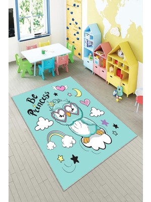 Pelangi Desenli Renkli Dijital Baskılı Yıkanabilir Kaymaz Taban Modern Mutfak Halısı (Süngersiz)