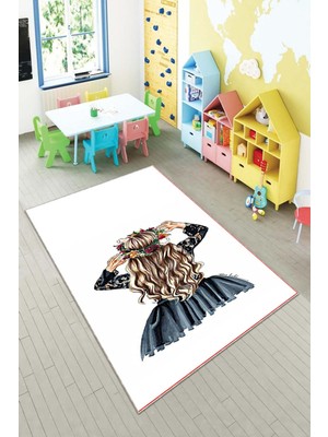 Pelangi Desenli Renkli Dijital Baskı Yıkanabilir Kaymaz Taban Modern Çocuk Halısı ve Yolluk.
