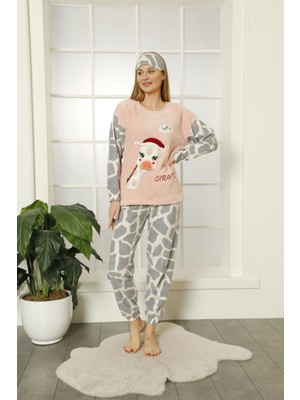 Sharin Kadın Desenli Kışlık Welsoft  Yumuşak Pijama Takım 18D-14210