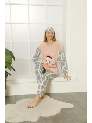 Sharin Kadın Desenli Kışlık Welsoft  Yumuşak Pijama Takım 18D-14210