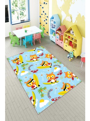 Pelangi Ekonomik Desenli Renkli Dijital Baskı Yıkanabilir Kaymaz Taban Modern Çocuk Halısı.(Süngersiz)