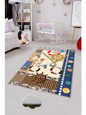 Pelangi Desenli Renkli Dijital Baskılı Yıkanabilir Kaymaz Taban Modern Mutfak Halısı (Süngersiz)