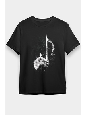 Darkhane Notalı Ay Siyah Unisex Tişört T-Shirt
