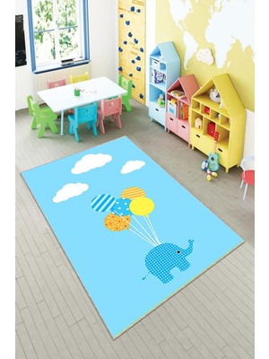 Pelangi Desenli Renkli Dijital Baskı Yıkanabilir Kaymaz Taban Modern Çocuk Halısı ve Yolluk.