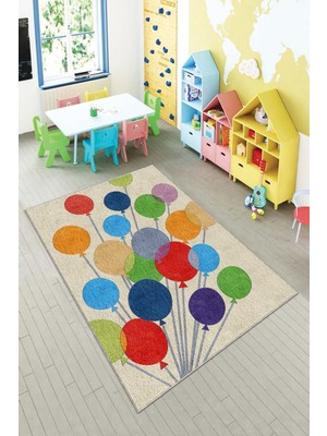 Pelangi Desenli Renkli Dijital Baskılı Yıkanabilir Kaymaz Taban Modern Mutfak Halısı (Süngersiz)
