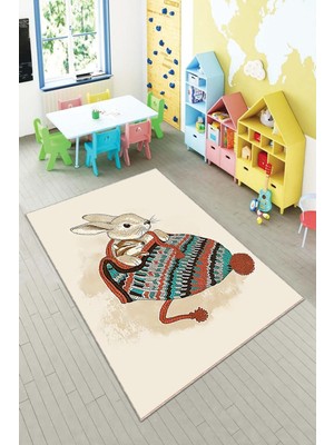 Pelangi Desenli Renkli Dijital Baskı Yıkanabilir Kaymaz Taban Modern Çocuk Halısı ve Yolluk.