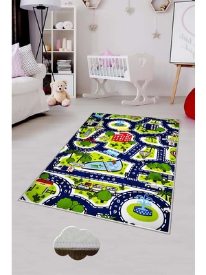 Pelangi Desenli Renkli Dijital Baskı Yıkanabilir Kaymaz Taban Modern Çocuk Halısı ve Yolluk.