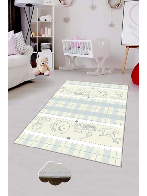 Pelangi Desenli Renkli Dijital Baskılı Yıkanabilir Kaymaz Taban Modern Mutfak Halısı (Süngersiz)