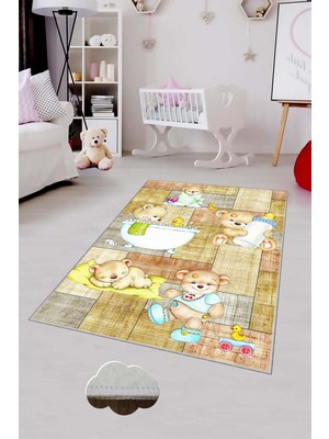 Pelangi Desenli Renkli Dijital Baskılı Yıkanabilir Kaymaz Taban Modern Mutfak Halısı (Süngersiz)