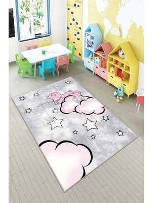 Pelangi Ekonomik Desenli Renkli Dijital Baskı Yıkanabilir Kaymaz Taban Modern Çocuk Halısı.(Süngersiz)