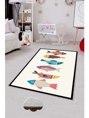 Pelangi Desenli Renkli Dijital Baskılı Yıkanabilir Kaymaz Taban Modern Mutfak Halısı (Süngersiz)