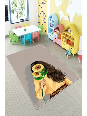 Pelangi Desenli Renkli Dijital Baskı Yıkanabilir Kaymaz Taban Modern Çocuk Halısı ve Yolluk.