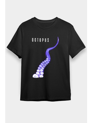 Darkhane Octopus Ahtapot Siyah Unisex Tişört T-Shirt