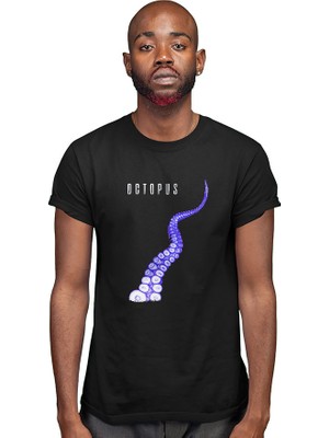 Darkhane Octopus Ahtapot Siyah Unisex Tişört T-Shirt