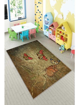 Pelangi Desenli Renkli Dijital Baskılı Yıkanabilir Kaymaz Taban Modern Mutfak Halısı (Süngersiz)