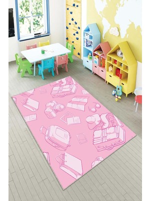 Pelangi Ekonomik Desenli Renkli Dijital Baskı Yıkanabilir Kaymaz Taban Modern Çocuk Halısı.(Süngersiz)